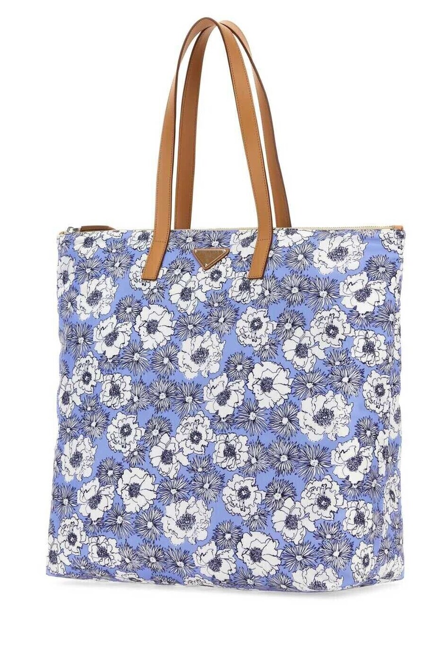 Prada Canapa Logo Canvas Tote Bag Blue White